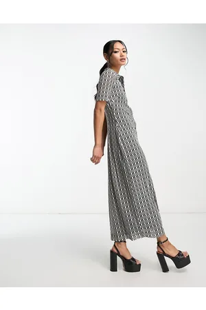Whistles Vestito midi trasparente a maniche corte con stampa geometrica