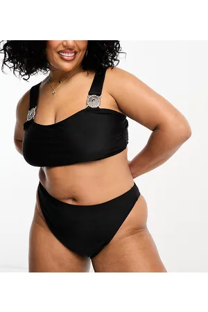 Brave Soul Plus - Slip bikini a vita alta neri