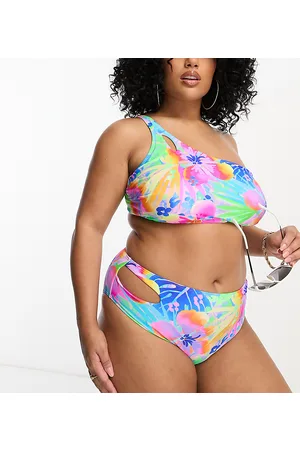Simply Be Slip bikini a fiori con cut-out asimmetrico
