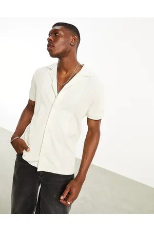 ASOS Camicia in jersey piquè écru con pannello