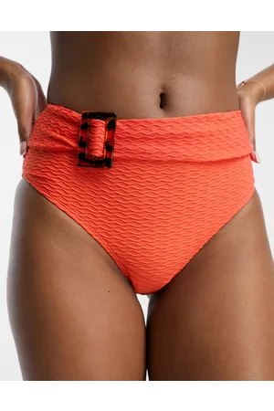 Dorina Sarawak - Slip bikini a vita alta testurizzati arancioni