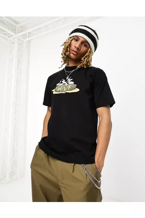 Huf Cob - T-shirt nera con stampa applicata sul petto