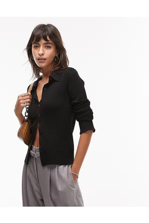 Topshop Cardigan in maglia fine con colletto