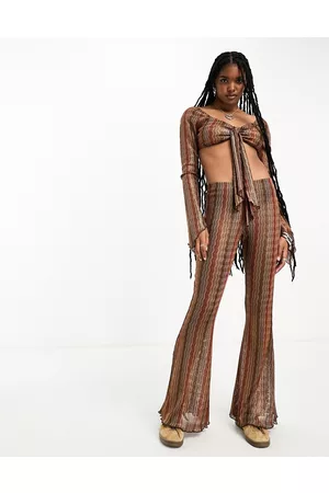 ASOS Pantaloni a zampa con cuciture a zig-zag in coordinato