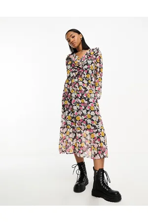 JDY Vestito midi a fiori con volant
