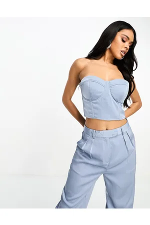 Kaiia Top a corsetto a fascia in raso in coordinato