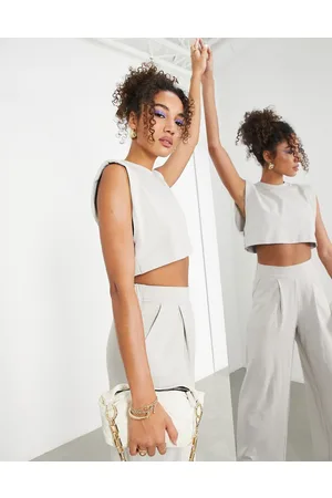 ASOS Crop top squadrato premium in jersey grigio testurizzato