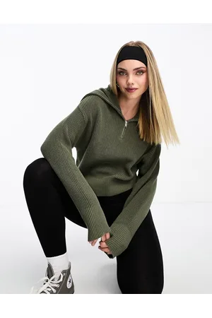 Monki Maglione accollato con zip kaki