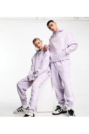 COLLUSION Unisex - Joggers lilla con logo in coordinato