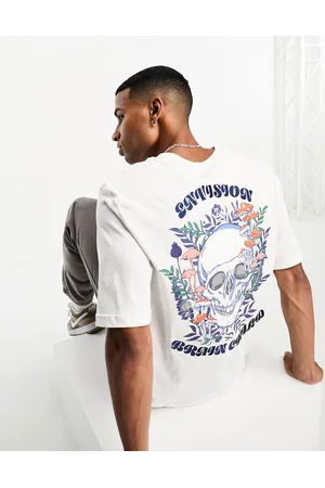 Bolongaro T-shirt a maniche corte bianca con stampa di teschio con funghi