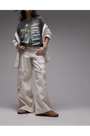Topshop Pantaloni cargo baggy color écru con tasche laterali
