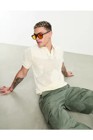 River Island Polo bianca in rete a fiori