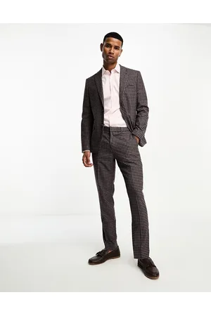 Harry Brown Pantaloni da abito slim a quadretti rossi