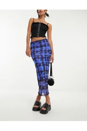 VIOLET ROMANCE Gonna midi in rete con stampa astratta