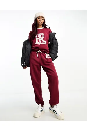 Ralph Lauren Joggers rossi con logo stile college in coordinato