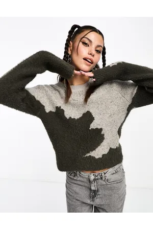 Weekday Ayla - Maglione kaki con motivo jacquard