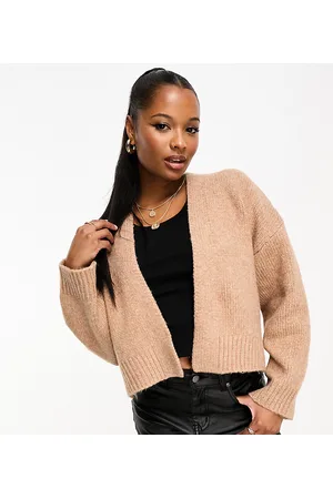 ASOS ASOS DESIGN Petite - Cardigan squadrato fil-à-fil color cammello