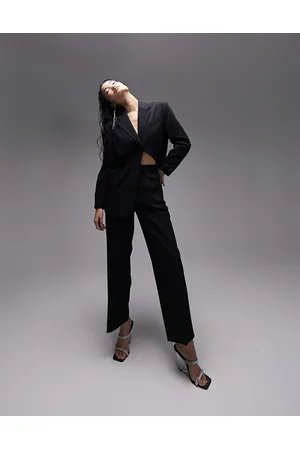 Topshop Pantaloni extra larghi neri con pinces in coordinato