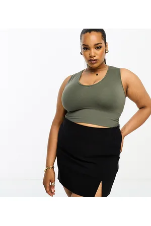 ASOS ASOS DESIGN Curve - Minigonna in bengalina nera con spacco