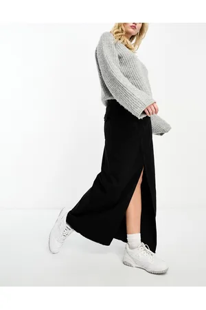 Miss Selfridge Gonna lunga in denim lavaggio con tasche