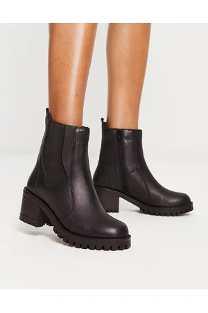 London Rebel London Rebel - Stivaletti Chelsea neri in pelle con tacco
