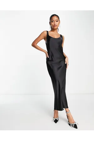 ASOS Vestito sottoveste midi con scollo rotondo in raso