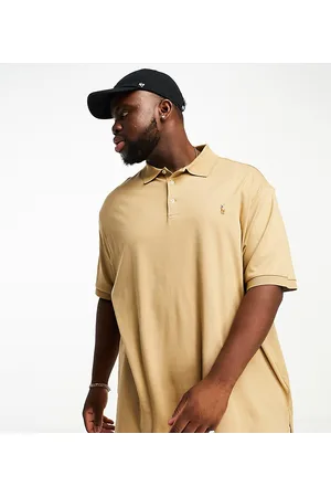 Ralph Lauren Big & Tall - Icon - Polo classica oversize in cotone pima color cuoio con logo
