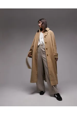 Topshop Trench taglio lungo color miele spazzolato con cintura