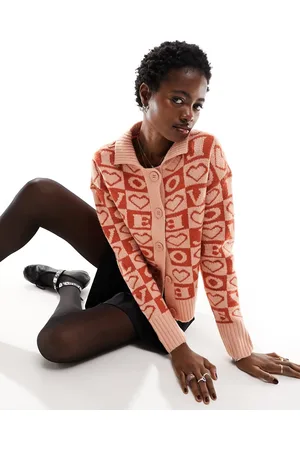 VIOLET ROMANCE Cardigan con colletto e stampa "Love"