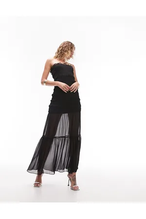 Topshop Vestito lungo a fascia arricciato