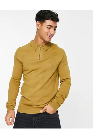 Soul Star Polo attillata in maglia chiaro con zip corta