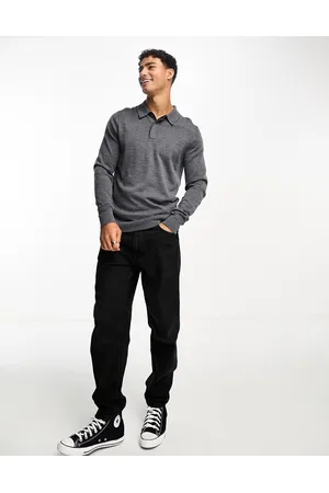 Calvin Klein Polo in lana Merino grigia