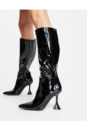 ASOS Cortex - Stivali al ginocchio con tacco in vernice nera