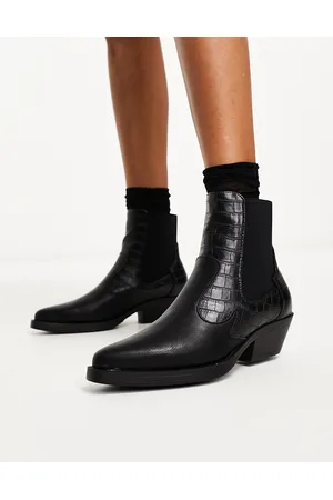 ONLY Stivali stile western neri con dettagli effetto coccodrillo