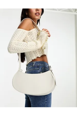 SVNX Borsa stile bisaccia color crema con tracolla regolabile