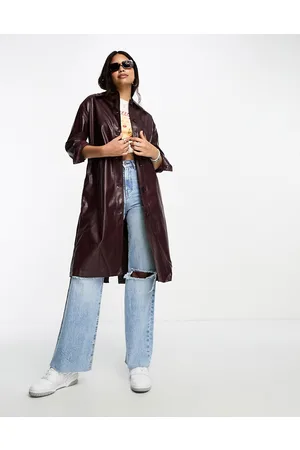 Urban Revivo Cappotto lungo lucido marrone scuro