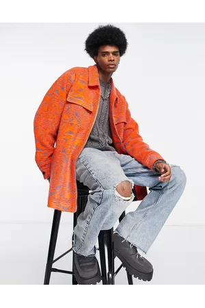 ASOS Camicia giacca oversize rossa con stampa a ghirigori