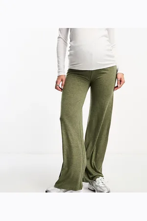 Mama;licious Mamalicious Maternity - Pantaloni a fondo ampio in jersey kaki