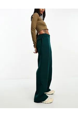 Monki Pantaloni a zampa scuro a vita alta