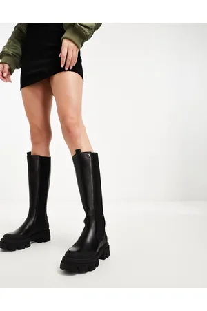 Barbour Parson - Stivali Chelsea al ginocchio con suola spessa neri in pelle