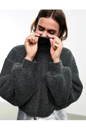 Monki Maglione corto con collo alto scuro mélange