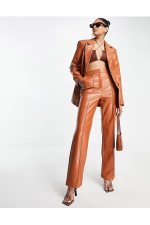 ASOS Pantaloni dritti ruggine in pelle sintetica