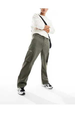 Dr Denim Omar - Pantaloni kaki cargo dritti multitasche a fondo ampio