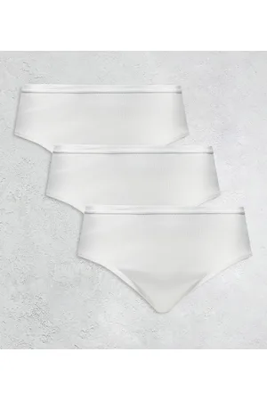 ASOS Curve - Confezione da 3 slip bianchi a coste