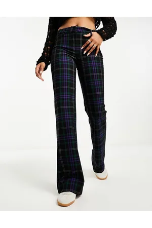 Weekday Pantaloni a zampa a vita bassa a quadri