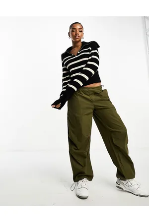 Monki Maglione accollato con zip a righe bianche e nere