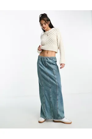 ASOS Maglione taglio corto color crema lavorato a trecce miste con cuciture