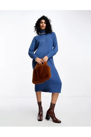 Y.A.S Vestito midi stile maglione con collo alto a coste