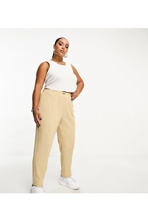 River Island Pantaloni a sigaretta beige con spacco sul davanti