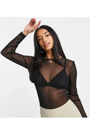 ASOS ASOS DESIGN Petite - Body a maniche lunghe in rete